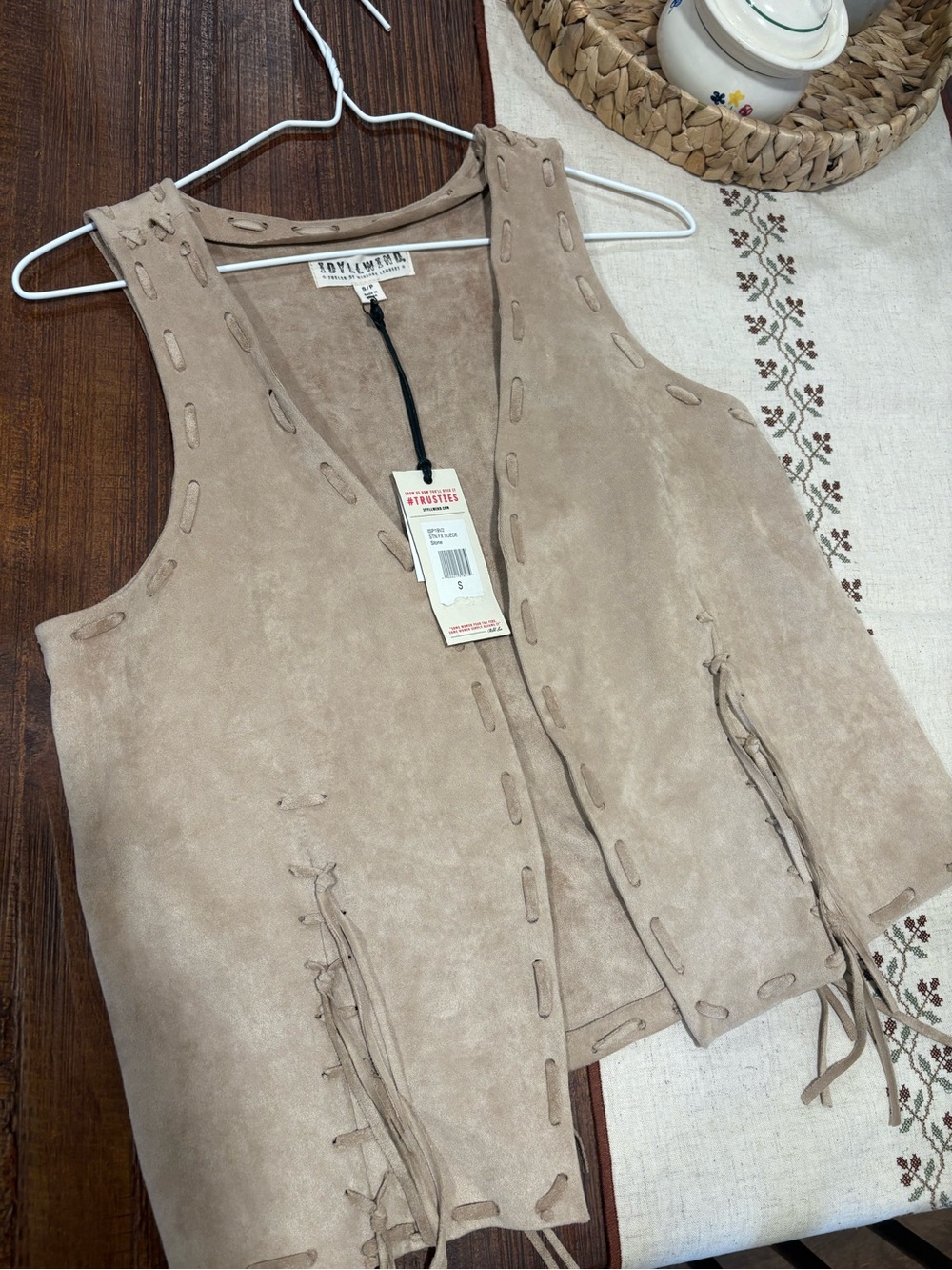 Idyllwind Taupe Suede Fringe Vest - Neutral Taupe